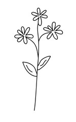 Abstract line art flowers vector clipart. Spring illustration.