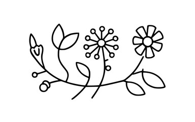 Abstract line art flowers vector clipart. Spring illustration.