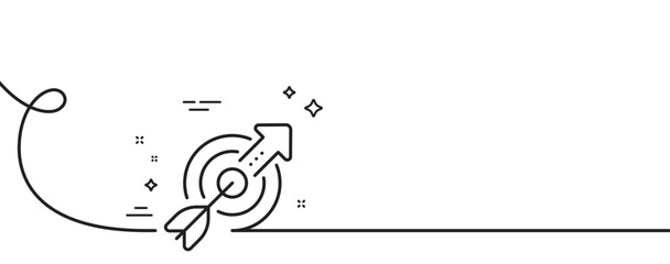 Target aim line icon. Continuous one line with curl. Financial Target sign. Business objective symbol. Target single outline ribbon. Loop curve pattern. Vector