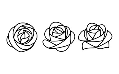 Abstract line art flowers vector clipart. Spring illustration.