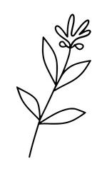 Abstract line art flowers vector clipart. Spring illustration.