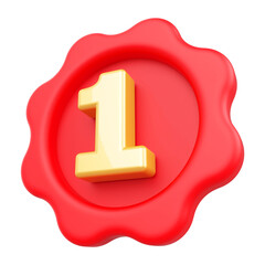 Icon 1 number 3d render red