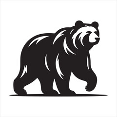 Fototapeta premium Vector Illustration of walking bear. Black Silhouette Isolated on White Background