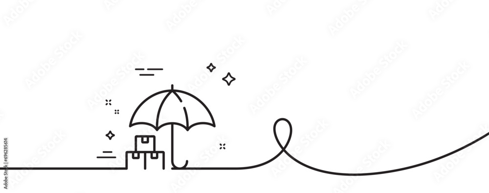 Poster delivery service line icon. continuous one line with curl. package insurance sign. tracking parcel s