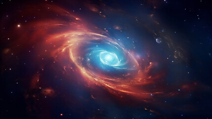 Cosmic Enigmatic Beauty with Swirling Colors and Distant Stars