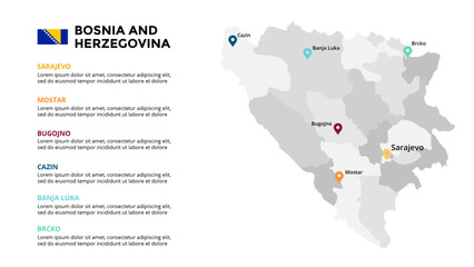 Bosnia and Herzegovina Infographic maps for countries elements design for presentation, can be used for presentation, workflow layout, diagram, annual report, web design.