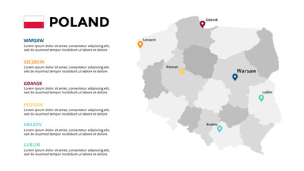 Poland Infographic maps for countries elements design for presentation, can be used for presentation, workflow layout, diagram, annual report, web design.