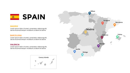 Spain Infographic maps for countries elements design for presentation, can be used for presentation, workflow layout, diagram, annual report, web design.