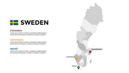 Sweden Infographic maps for countries elements design for presentation, can be used for presentation, workflow layout, diagram, annual report, web design.