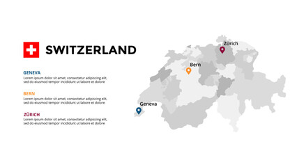 Naklejka premium Switzerland Infographic maps for countries elements design for presentation, can be used for presentation, workflow layout, diagram, annual report, web design.