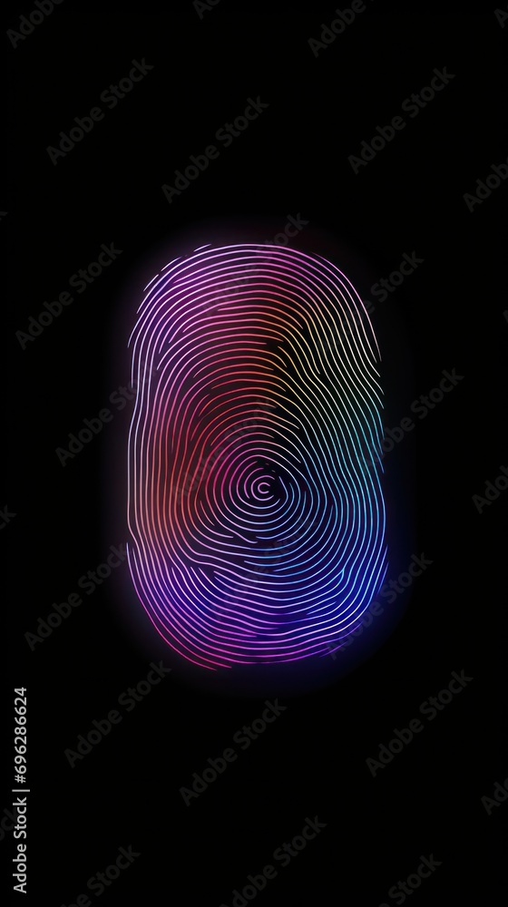 Poster Digital fingerprint with futuristic circuit lines, symbolizing advanced biometric security systems