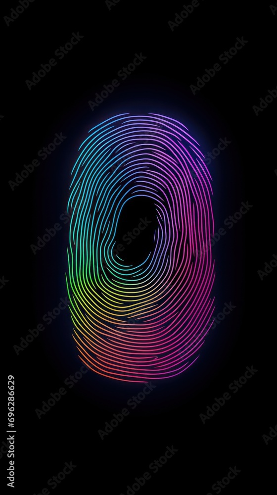 Poster fingerprint icon merging biometric concepts with digital art, modern tech and security themes