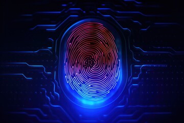 Futuristic biometric fingerprint, symbolizing digital security and cutting-edge authentication. - obrazy, fototapety, plakaty