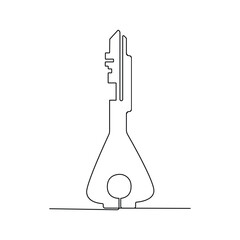 One-line key continuous vector drawing and outline single-style art illustration