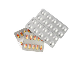Pill Blister Isolated, Silver Medicine Capsule Package, Drugs Packaging, Pill Pack, Pharmacy Box, Medicine