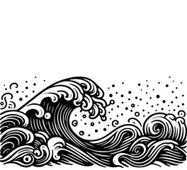 Ocean wave hand drawn graphic asset