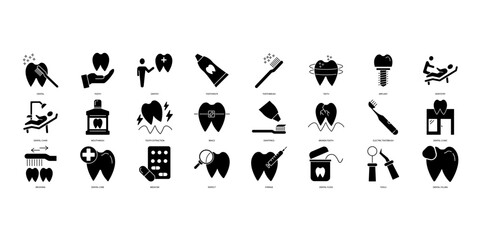 dental icons set. Set of editable stroke icons.Vector set of dental