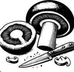 Portobello Mushroom hand drawn graphic asset