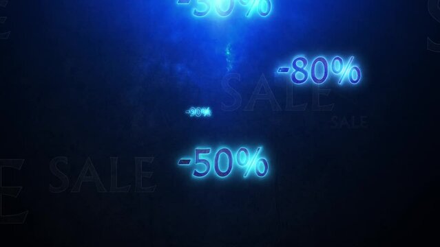 Christmas discounts. Black Friday. Falling percentages. Greater discounts (dumping, %, percentages, purchase, sale). 3D animation. Quick Time, h264, 16-bit color, highest quality. 