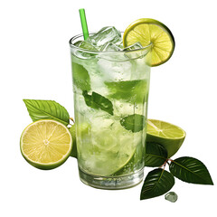 mojito cocktail isolated on transparent background Generative AI	
