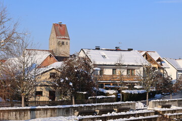 Wunderschöne Winterlandschaft in Bad Gögging in Bayern	