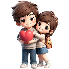 Beautiful elegant couple hugging and holding heart