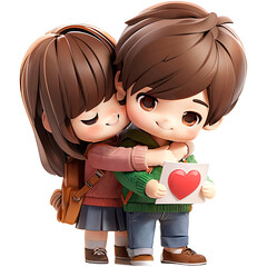 Beautiful elegant couple hugging and holding heart