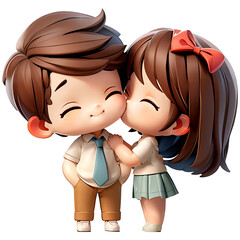 Happy young couple standing kissing