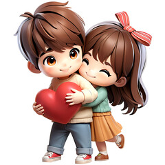 Beautiful elegant couple hugging and holding heart