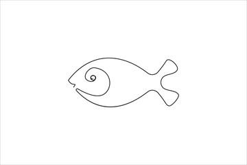 Continuous Line Fish Icon, Monoline Fishing Symbol, One Line Tuna Silhouette, Salmon Sign