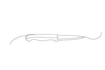 Obraz na płótnie Canvas Continuous Line Knife Icon, Monoline Steel Kitchen Knife Symbol, One Line Silhouette, Endless Shape