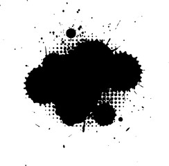Fototapeta premium black ink splatter splash painting with halftone graphic on white background