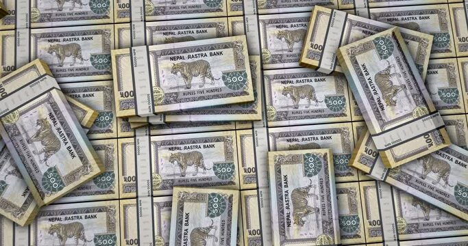 Nepal money Nepali rupees banknotes 3d animation. [MP] packs concept of inflation, economy, crisis, business, banking, debt and finance.