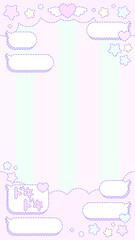 16:9ファンシーゆめかわメッセージ風もくもくストライプ壁紙♪