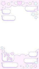 16:9ファンシーゆめかわメッセージ風もくもくフレーム♪PNG