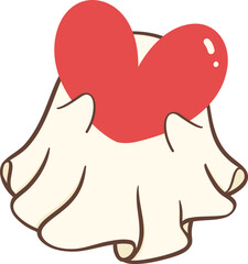 Kawaii Valentine ghost with heart 