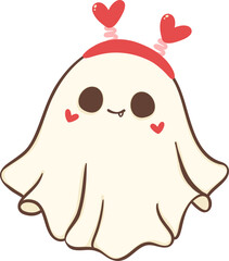 Kawaii Valentine ghost with heart 