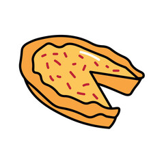 French product of food colorful set. The design beautifully captures the essence of French cuisine, showcasing a delectable pie that beckons you with its enticing aroma. Vector illustration.