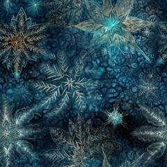 Snowflakes on a blue background. seamless repeating pattern