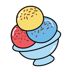 French product of food colorful set. The design celebrates the allure of French cuisine with a delectable sweet gelato, an delectable treat that beckons you. Vector illustration.