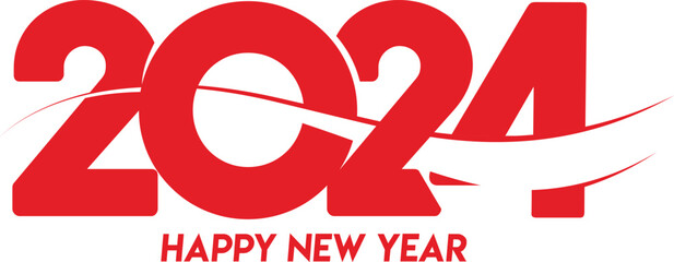 Happy New Year 2024 Red Illustration