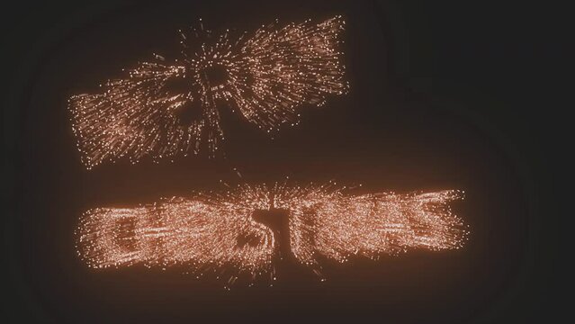 Beautiful 3d Animation with Writing Merry Christmas in Orange Particle