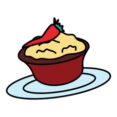 Mexican product of food colorful set. This captivating image beautifully captures the essence of the cuisine, featuring vibrant chili, flavorful sauce. Vector illustration.