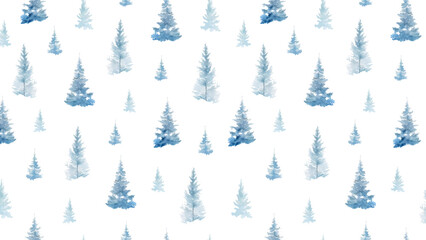 Background With Snowy Blue Spruce Trees. Repeating horizontal pattern with Forest. Backgrounds for posts, greeting cards with Christmas. Vector