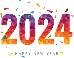 2024 Happy New Year Vector Illustration Concept in White Background