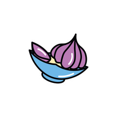 Mexican product of food colorful set. The design spotlights the garlic, a hallmark of Mexican gastronomy, set on a clean white canvas. Vector illustration.