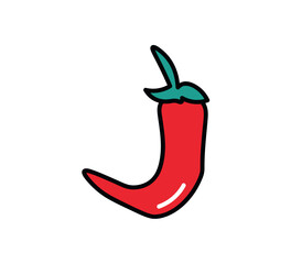 Mexican product of food colorful set. Bright chili pepper, which is depicted on a white background, is the main ingredient of Mexican cuisine. Vector illustration.