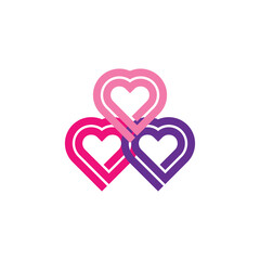 3 colorful heart shapes vector