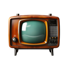 old tv set. vintage television isolated on transparent background Generative AI
