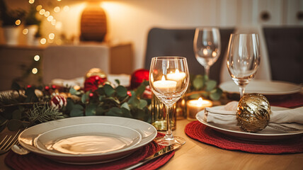Holiday dinner at home, table decor